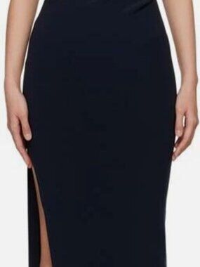 Bec & Bridge Women's Blue Be Mine Asymmetric Lined Stretch Midi Dress Size 12